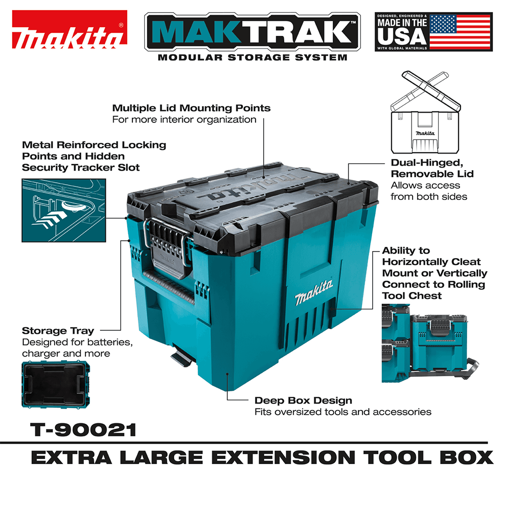 MAKTRAK 22-1/4" x 15-33/64" x 15-13/16" Modular Storage Extra Large Extension Tool Box Alt 15 - Image