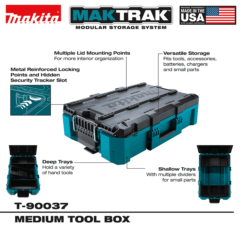 MAKTRAK 22-7/64" x 15-7/32" x 6-5/16" Modular Storage Medium Tool Box Alt 21 - Image