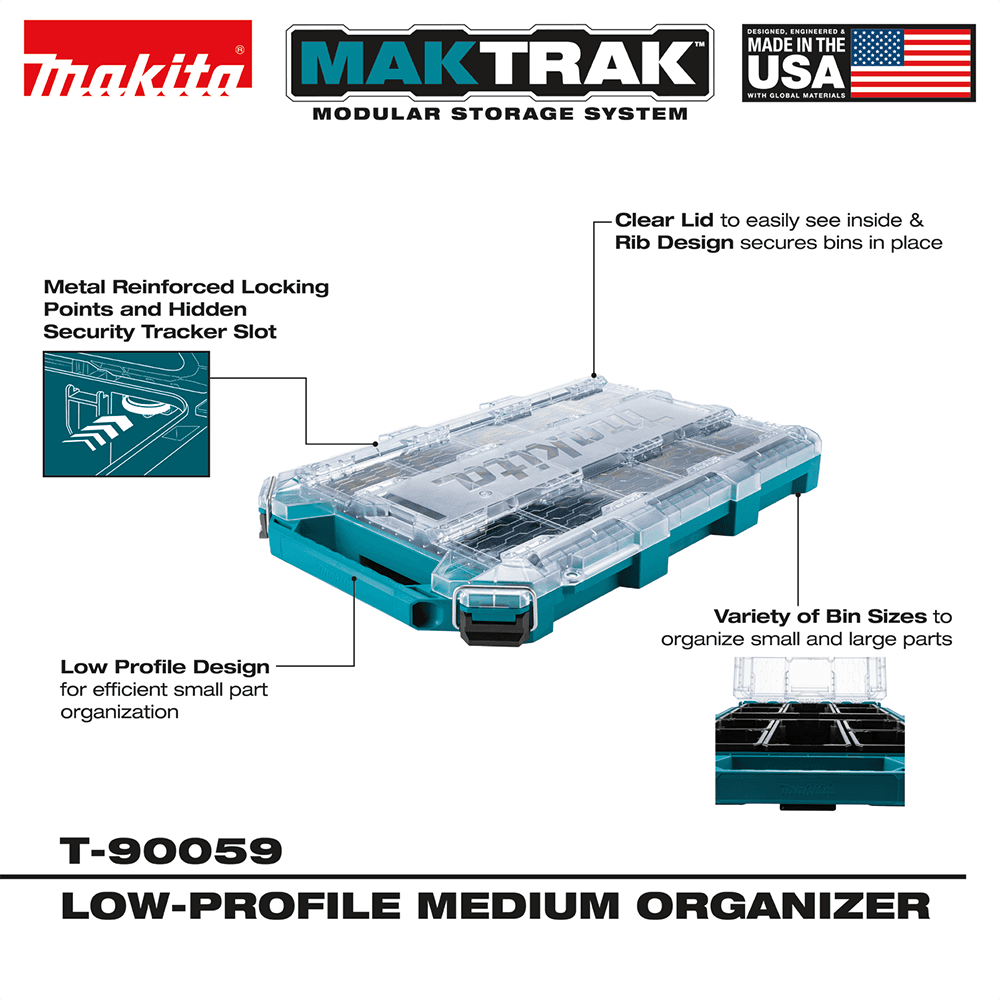 MAKTRAK 23-31/64" x 15-1/4" x 3-11/32" Modular Storage Low‑Profile Medium Organizer Alt 13 - Image