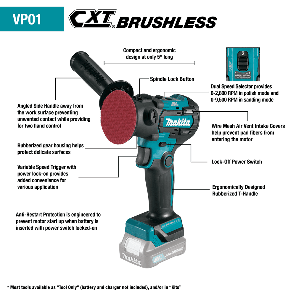 12V max CXT Lithium-Ion Brushless Polisher/Sander Tool Only Alt 12 - Image