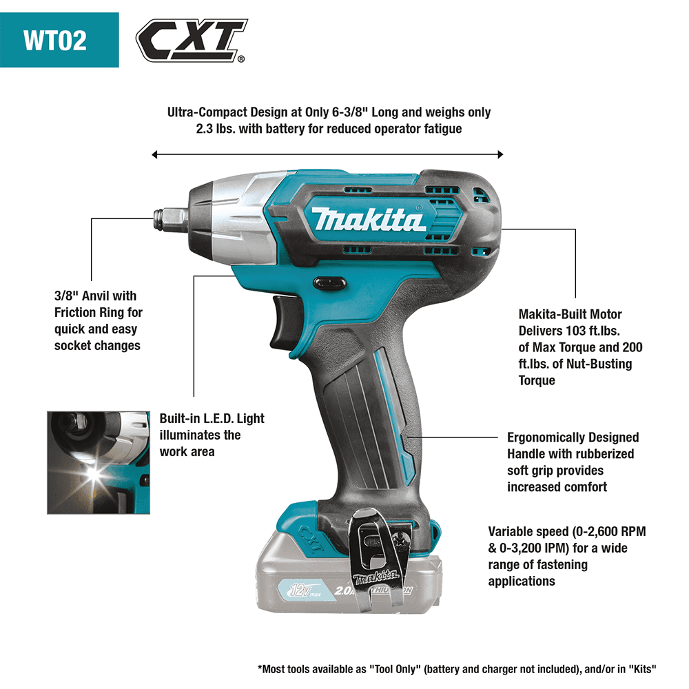 12 V max CXT Lithium-Ion Cordless 3/8" Square Drive Impact Wrench Tool Only Alt 8 - Image
