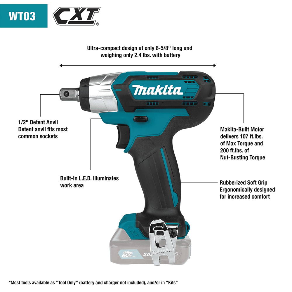 12 V max CXT Lithium-Ion Cordless 1/2" Square Drive Impact Wrench Tool Only Alt 6 - Image