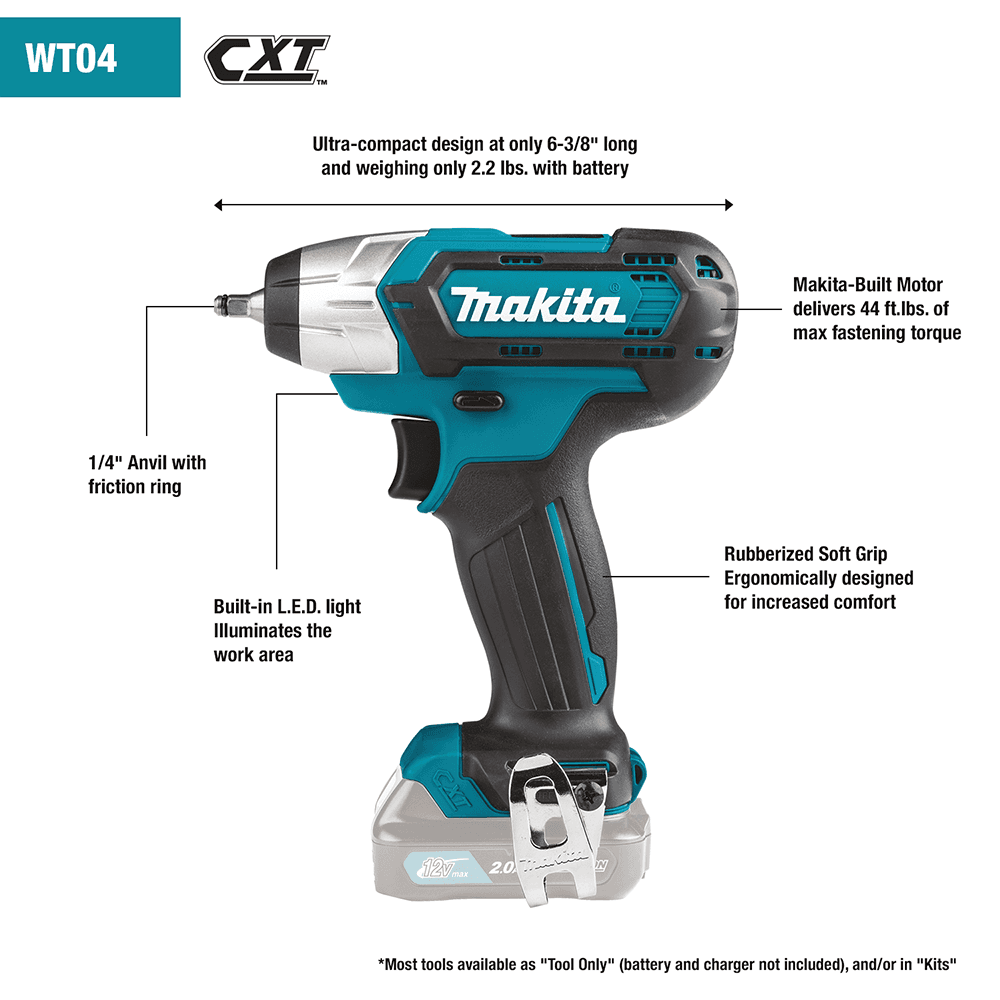 12 V max CXT Lithium-Ion Cordless 1/4" Impact Wrench Kit (2.0Ah) Alt 2 - Image