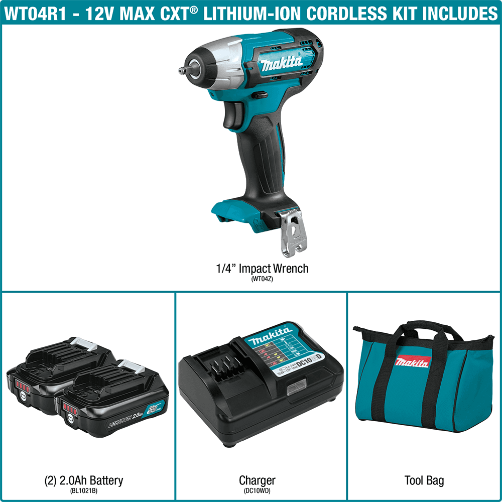 12 V max CXT Lithium-Ion Cordless 1/4" Impact Wrench Kit (2.0Ah) Alt 8 - Image