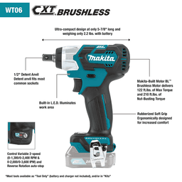 12 V max CXT Lithium-Ion Brushless Cordless 1/2" Square Drive Impact Wrench Tool Only Alt 7 - Image