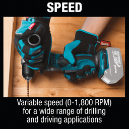 Variable speed (0-1,800 RPM) for a wide range of drilling and driving applications