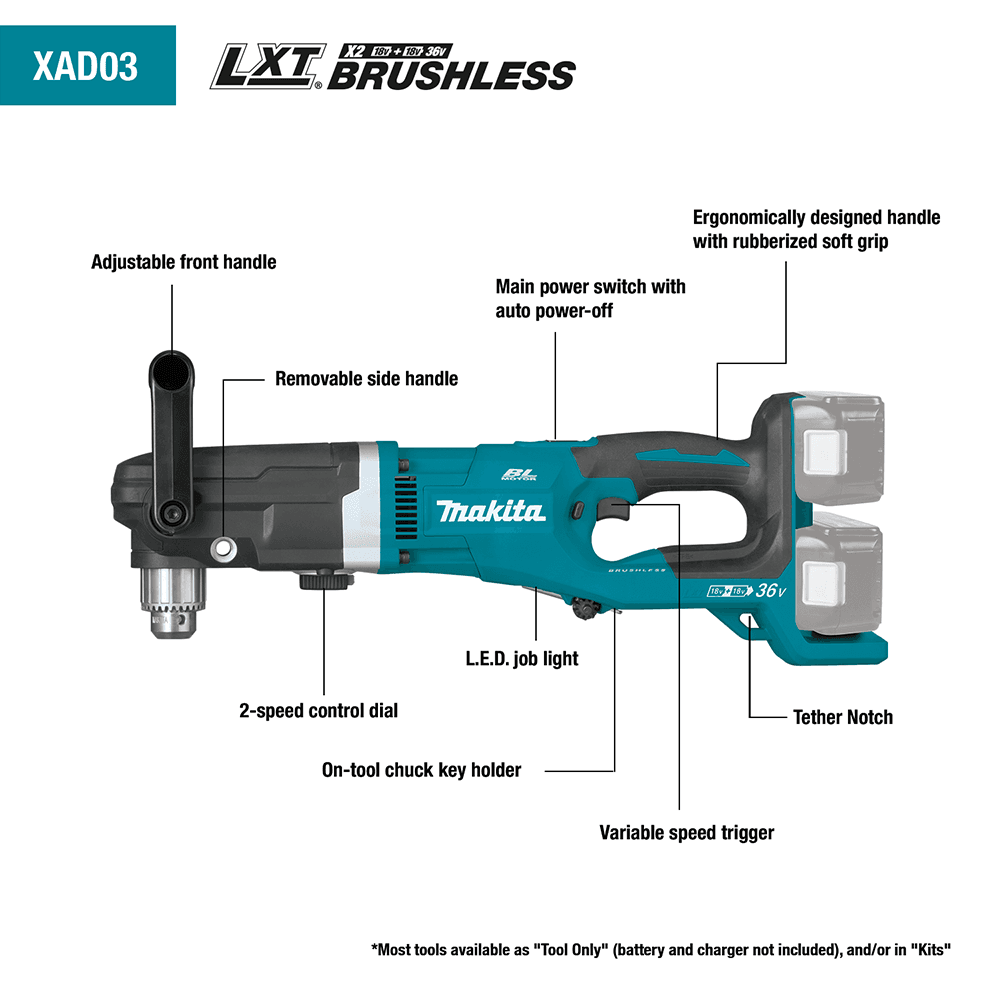 36V LXT Brushless Right Angle Drill Tool Only Alt 4 - Image