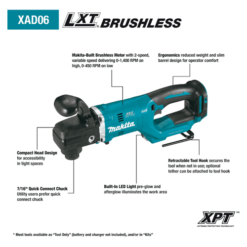 18V LXT Lithium-Ion Brushless Cordless 7/16" Hex Right Angle Drill Kit (5.0Ah) Alt 5 - Image