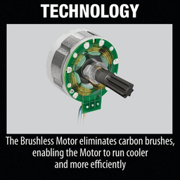 Makita brushless motor delivers longer run time and increased power and speed