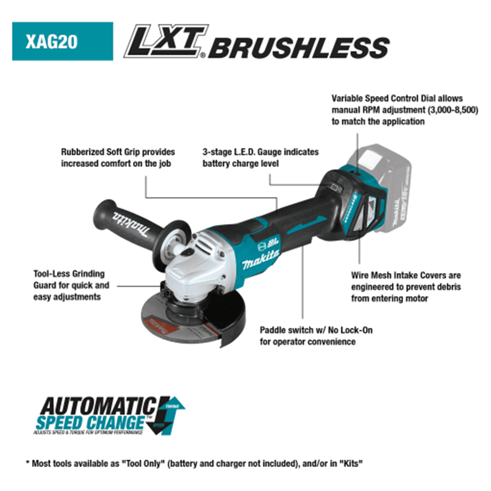 XAG20Z 5" 18V LXT Lithium‑Ion Brushless Cordless Paddle Switch Cut‑Off/Angle Grinder with Electric Brake Tool Only Alt 1 - Image