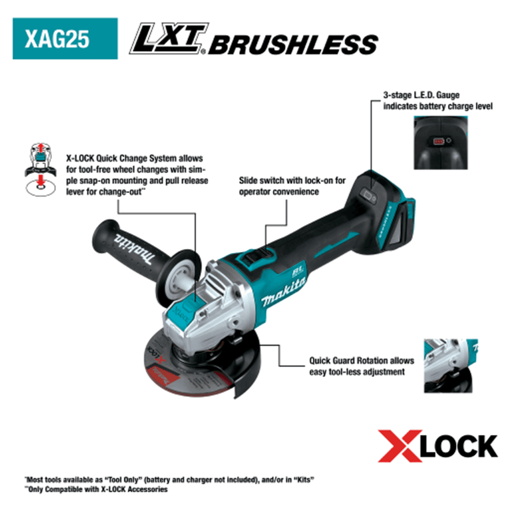 5" 18V LXT Lithium‑Ion Brushless Cordless X‑LOCK Angle Grinder with AFT Tool Only Alt 1 - Image