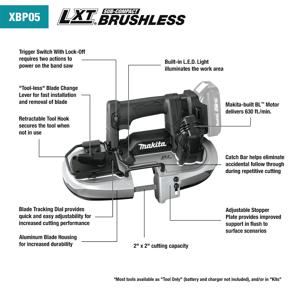 18V LXT Lithium-Ion Sub-Compact Brushless Cordless Band Saw Tool Only Alt 2 - Image