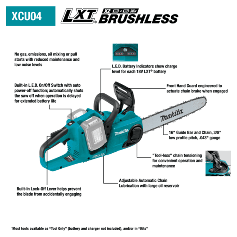 36V LXT Brushless 16" Chain Saw Kit with 4 Batteries (5.0Ah) Alt 3 - Image