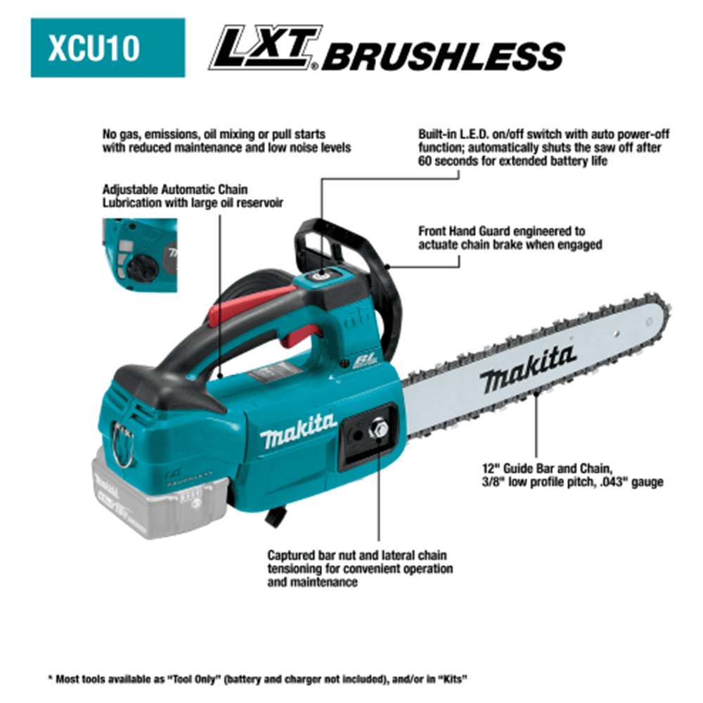 18V LXT Lithium‑Ion Brushless Cordless 12" Top Handle Chain Saw Tool Only Alt 2 - Image