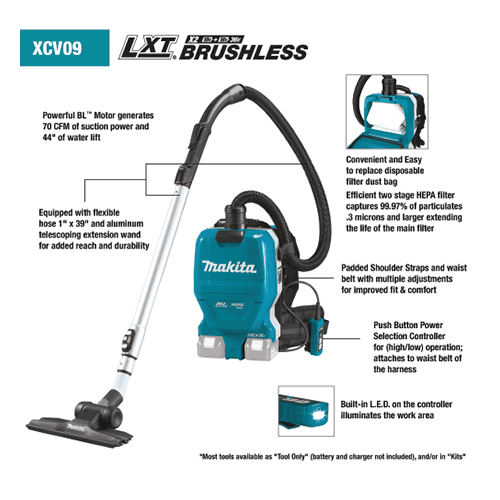 18V x 2 LXT Brushless Cordless 2 Quart HEPA Filter Backpack Dry Vacuum Kit (5.0Ah) Alt 2 - Image