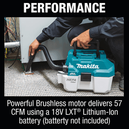Makita XCV11Z 2 Gallon HEPA Filter Portable Wet/Dry Dust Extractor Vacuum Tool Only