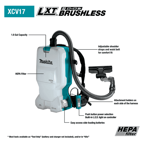 18V x 2 LXT Lithium-Ion Brushless Cordless 6 Quart HEPA Filter Backpack Dry Vacuum (6.0Ah) Alt 2 - Image