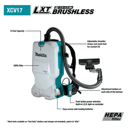 18V x 2 LXT Brushless 6 Quart HEPA Filter Backpack Dry Vacuum Tool Only Alt 1 - Image