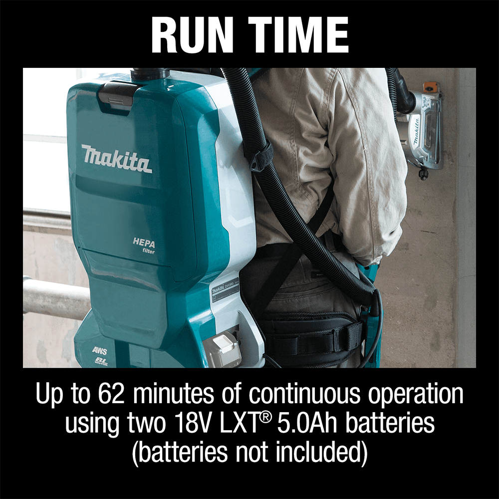 36V LXT Brushless 1.6 Gallon HEPA Filter Backpack Dry Dust Extractor Tool Only with AWS Capable Alt 4 - Image