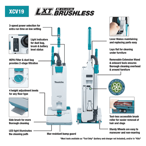 18V x 2 LXT Brushless 1.3 Gallon HEPA Filter 12" Upright Vacuum Tool Only Alt 1 - Image