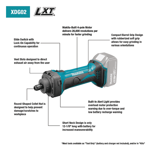 18V LXT Lithium-Ion Cordless 1/4" Compact Die Grinder Tool Only Alt 1 - Image