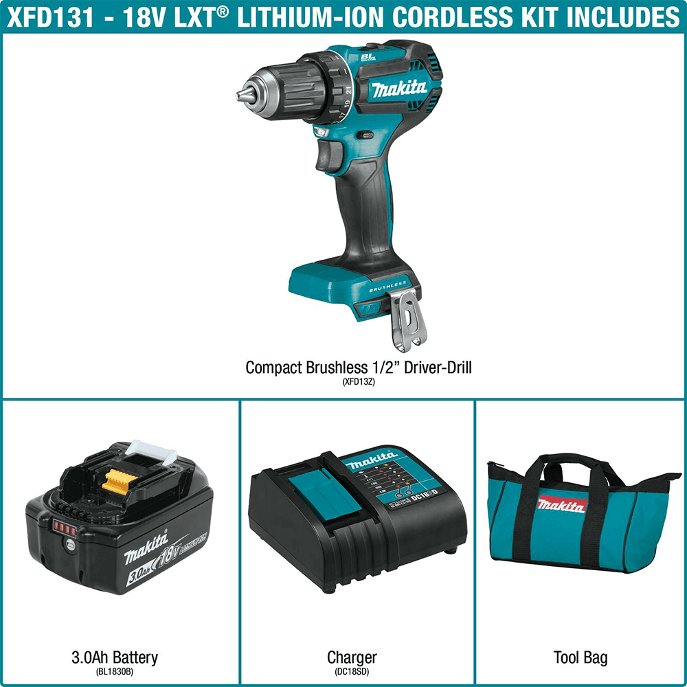 XFD131 18V LXT Lithium-Ion Brushless Cordless 1/2" Driver-Drill Kit (3.0Ah) Alt 8 - Image