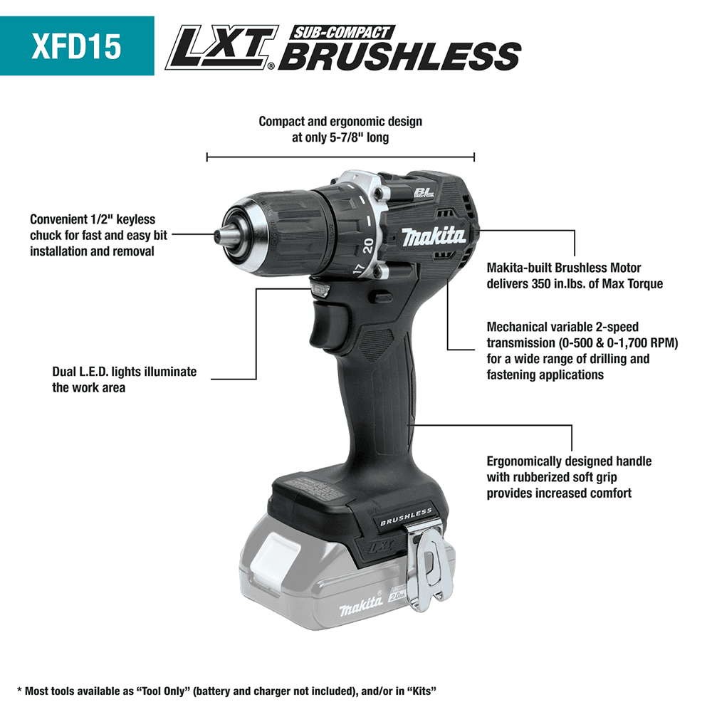 18V LXT Lithium-Ion Sub-Compact Brushless Cordless 1/2" Driver-Drill Tool Only Alt 5 - Image