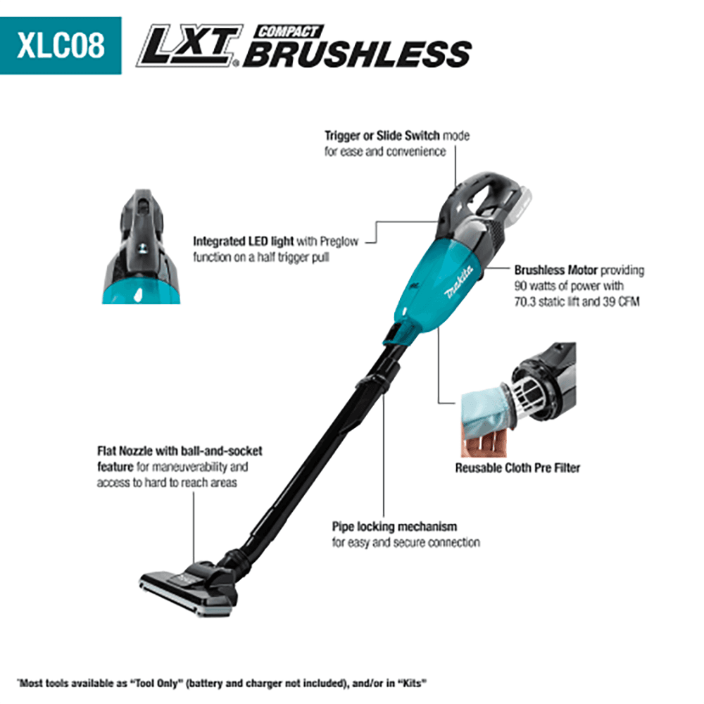 18V LXT Lithium‑Ion Brushless Cordless Compact Stick Vacuum Kit, Trigger with Lock (2.0Ah) Alt 2 - Image