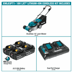 Makita 18V Lawn Mower Kit with Folding Handles for Compact Storage and Easy Transportation