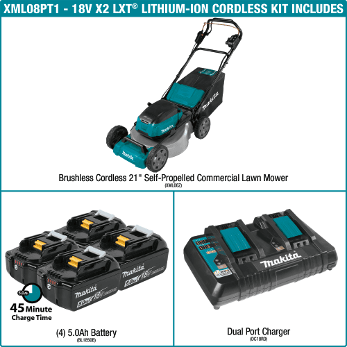 36V (18V X2) LXT Brushless 21" Self-Propelled Commercial Lawn Mower Kit with 4 Batteries (5.0Ah) Alt 27 - Image