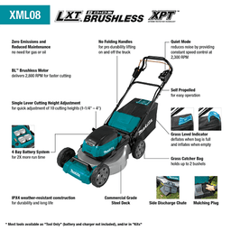XML08Z 36V LXT Brushless 21" Self‑Propelled Commercial Lawn Mower, Tool Only Alt 1 - Image