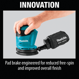 Makita 18V cordless random orbit sander with hook & loop pad