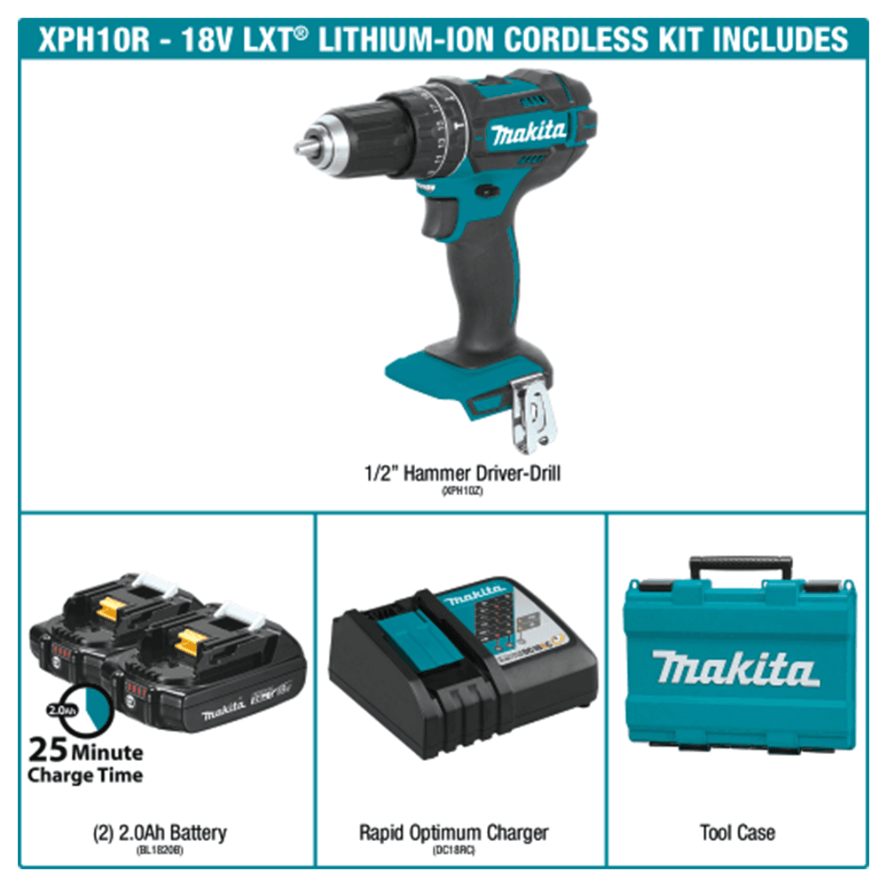 18V LXT Lithium‑Ion Compact Cordless 1/2" Hammer Driver‑Drill Kit Alt 3 - Image