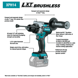 18V LXT Lithium‑Ion Brushless Cordless 1/2" Hammer Driver‑Drill Kit Alt 6 - Image