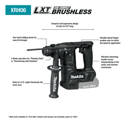 18V LXT Lithium‑Ion Sub‑Compact Brushless Cordless 11/16" SDS‑PLUS Rotary Hammer Tool Only Alt 1 - Image