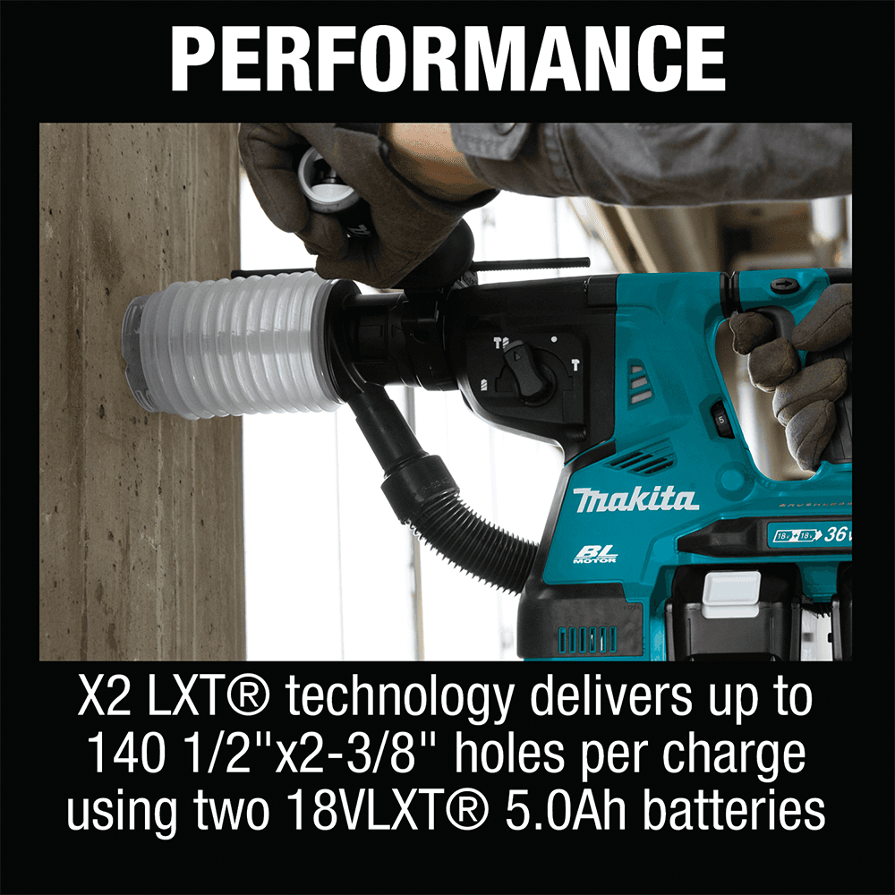 36V LXT Brushless 1-1/8" SDS-PLUS AVT Rotary Hammer Kit (5.0Ah) Alt 4 - Image