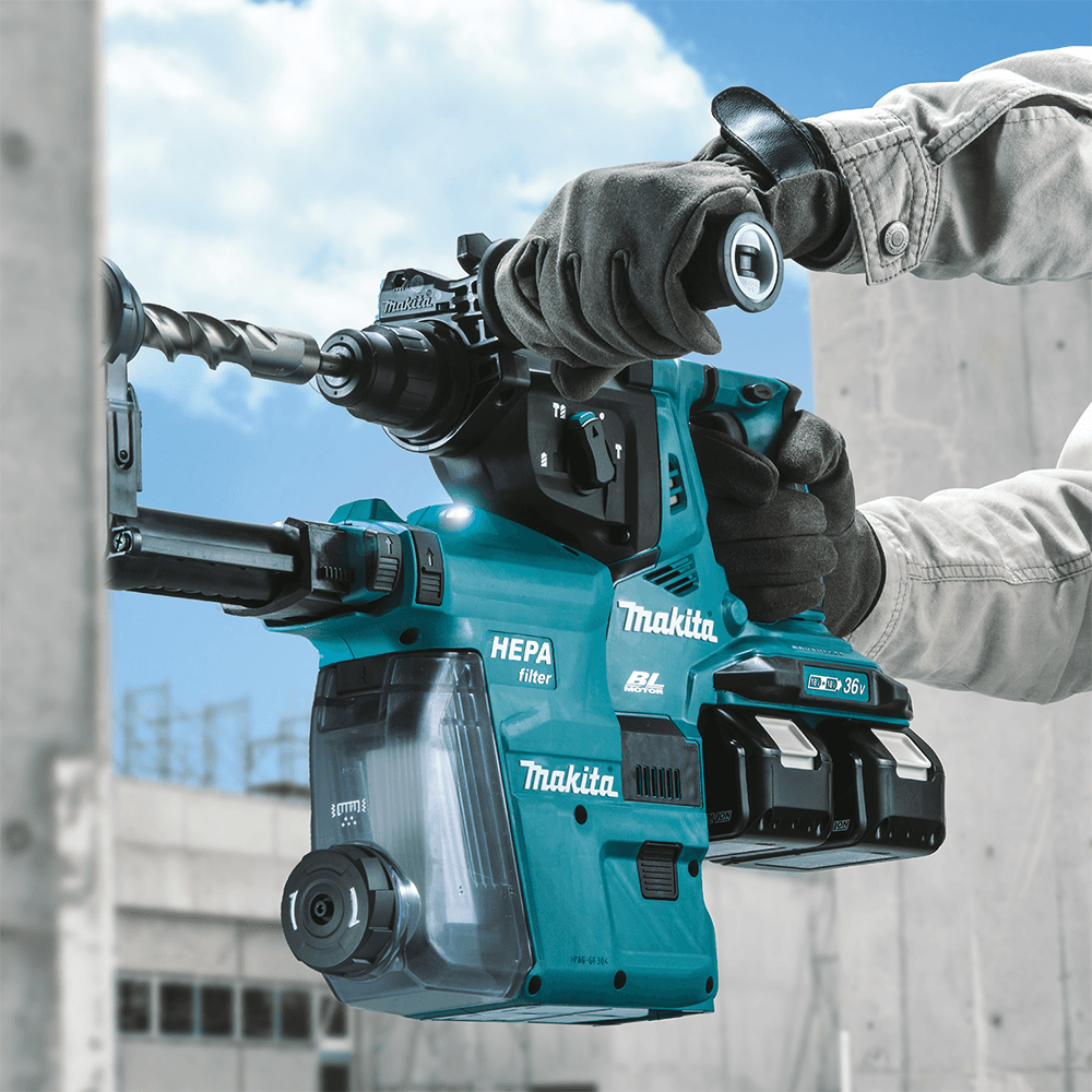 36V LXT Brushless 1-1/8" SDS-PLUS AVT Rotary Hammer Kit with HEPA Dust Extractor/AFT/AWS Capable (5.0Ah) Alt 6 - Image