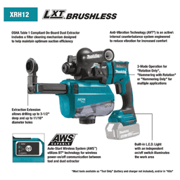18V LXT Lithium‑Ion Brushless Cordless 11/16" SDS‑PLUS AVT Rotary Hammer with HEPA Dust Extractor AWS Capable Tool Only Alt 2 - Image