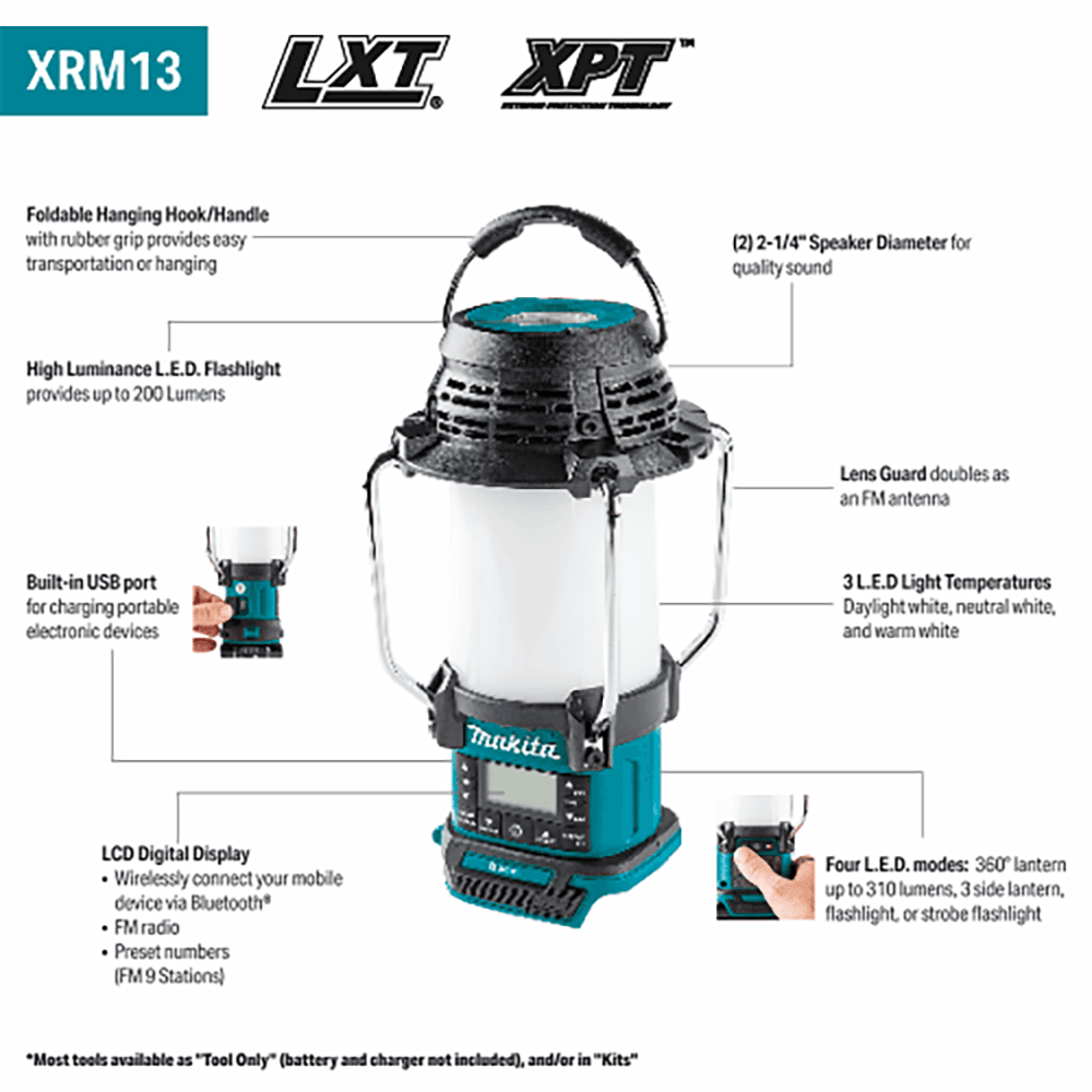 18V LXT Lithium‑Ion Cordless Bluetooth Radio/LED Lantern, Tool Only Alt 1 - Image