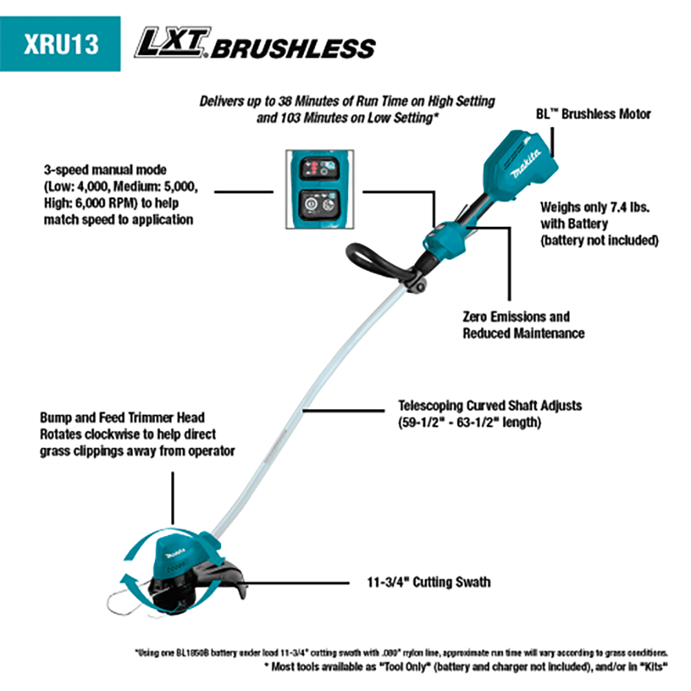 18V LXT Lithium‑Ion Brushless Cordless Curved Shaft String Trimmer, Tool Only Alt 1 - Image