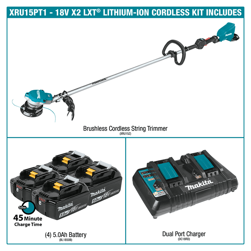 36V LXT Lithium?Ion Brushless Cordless String Trimmer Kit with 4 Batteries (5.0 Ah) - Alt Image 2