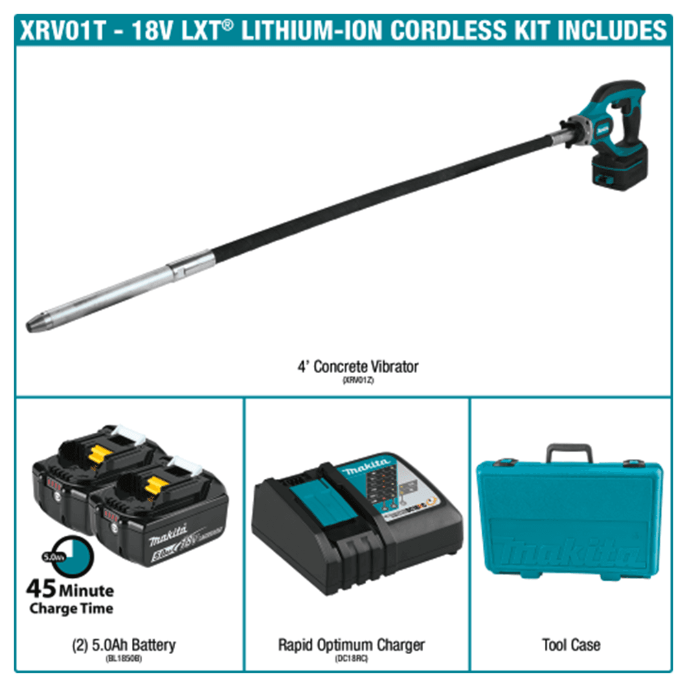 4' 18V LXT Lithium‑Ion Cordless Concrete Vibrator Kit (5.0Ah) Alt 5 - Image