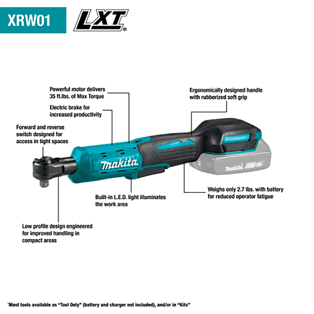 18V LXT Lithium‑Ion Cordless 3/8" / 1/4" Sq. Drive Ratchet, Tool Only Alt 1 - Image