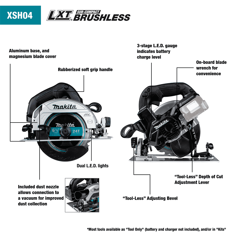 18V LXT Lithium-Ion Sub-Compact Brushless Cordless 6-1/2" Circular Saw Tool Only Alt 19 - Image