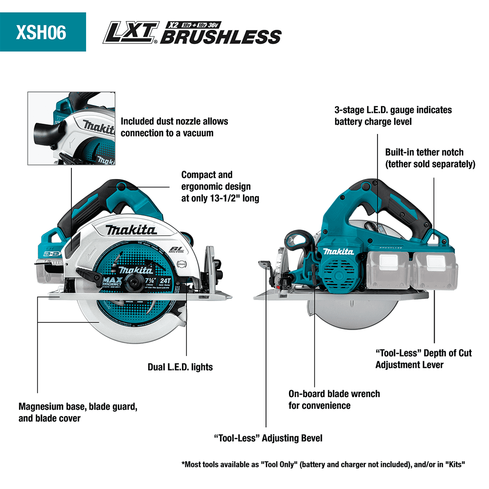 36V LXT Brushless 7-1/4" Circular Saw Tool Only Alt 2 - Image
