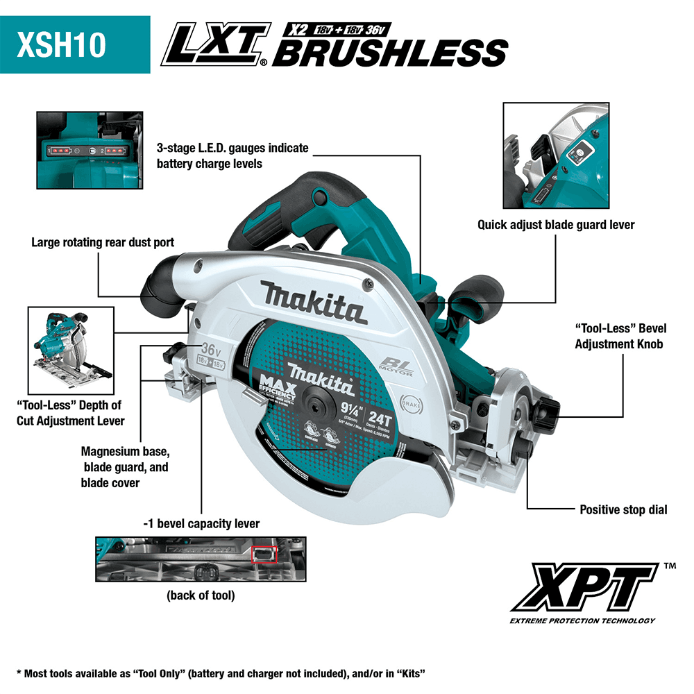 36V LXT Brushless 9-1/4" Circular Saw Tool Only with Guide Rail Compatible Base/AWS Capable Alt 2 - Image