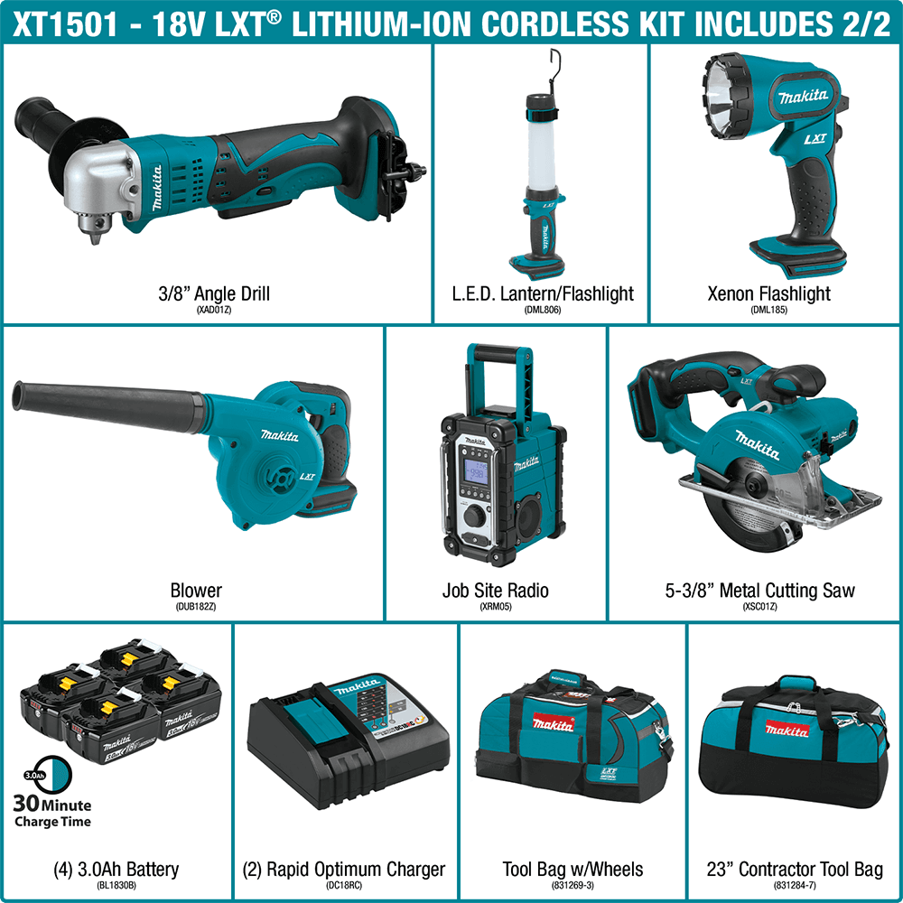 XT1501 18V LXT Lithium-Ion Cordless 15-Piece Combo Kit (3.0Ah) Alt 32 - Image