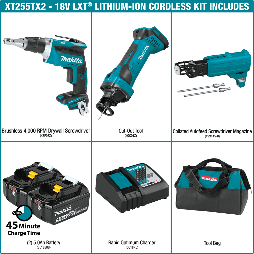 18V LXT Lithium-Ion Cordless 2-Piece Combo Kit with Collated Autofeed Screwdriver Magazine (5.0Ah) Alt 17 - Image
