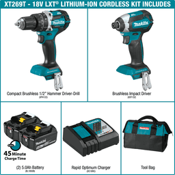 XT269T 18V LXT Lithium-Ion Brushless Cordless 2-Piece Combo Kit (5.0Ah) Alt 14 - Image