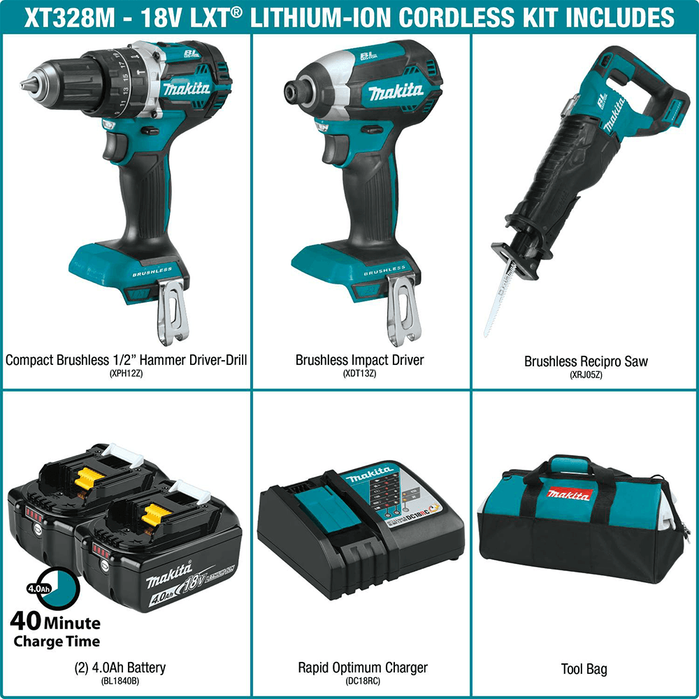 18V LXT Lithium-Ion Brushless Cordless 3-Piece Combo Kit (4.0Ah) Alt 22 - Image